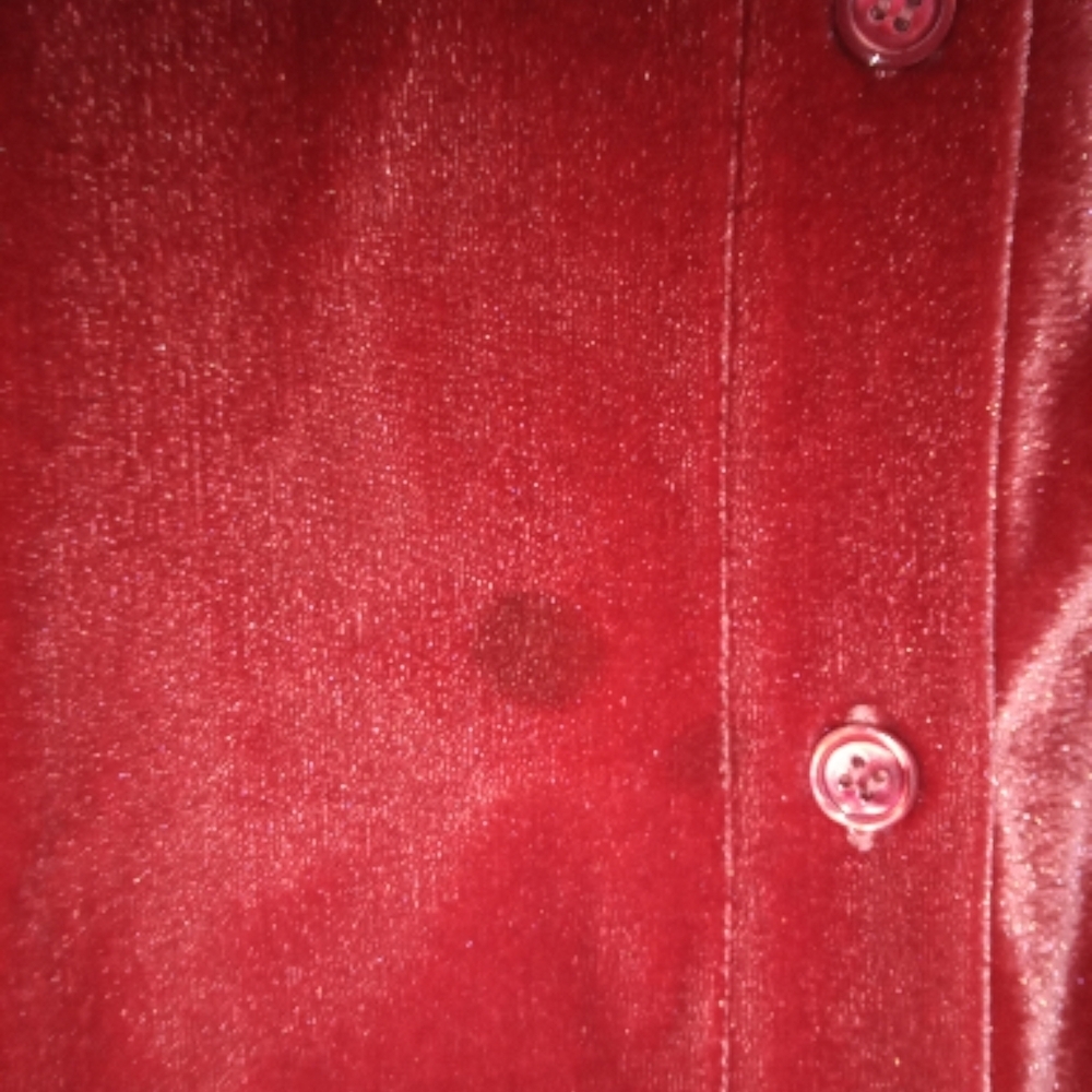 Soft Surroundings Red Velour Button Front Blouse Quiet Luxury Holiday Shirt Sz M - Picture 6 of 8